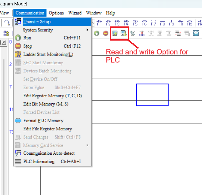 Download and upload program to PLC